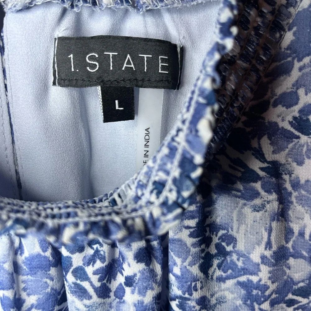 1.STATE Blue Floral Ruffle Dress - Picture 4 of 5